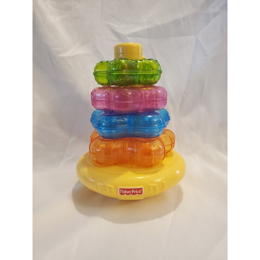 Fisher-Price Star Stacker Stacking Rings Musical Light Up Toy - *Works* - No Top